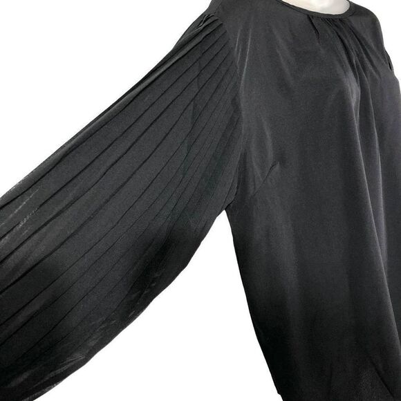 CW Classics Women's Pullover Semi Sheer Balloon Long Pleated Sleeves Blouse Size - Picture 7 of 16